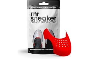MrSneaker 2 Pairs Shoe Crease Protectors, Anti Wrinkle Toe Box Crease Guards, for Air Force 1, Air Jordan. (7-12, Red)