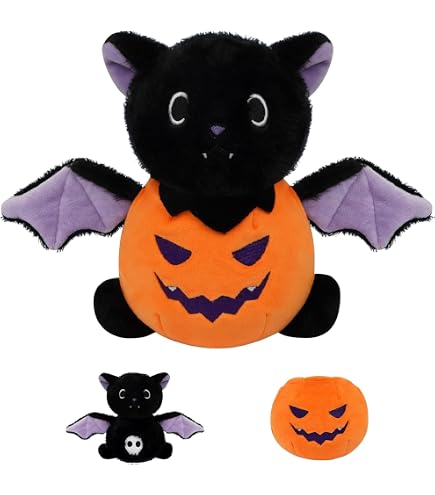 Süßer Halloween Plüsch-Kürbis – 20x20 Cm Kuscheliges Tier Mit Flügeln, Perfekt Als Deko & Geschenk