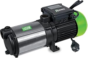Ribimex Pompa di Superficie Autoadescante Multicellulare 5 Turbine, 1450 W, Portata 5400 L/h, Prevalenza 55 m, Aspirazione Fino a 7 m, Corpo in Inox, Ideale per Pressurizzazione e Irrigazione - PRMCA5