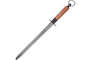 MITSUMOTO SAKARI 44 cm Acciaino diamantato Acciaino professionale per coltelli piatti neri ad alto tenore di carbonio Manico in legno resistente agli acidi Elegante confezione