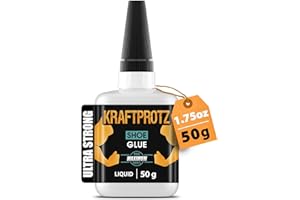 ARKA Schuhkleber extra stark flüssig – 50 g XXL Sekundenkleber wasserfest, transparent & hitzebeständig – Anti-Austrocknungs-Spitze – KRAFTPROTZ Superkleber für Schuhe, Sohlen, Leder, Gummi & Sneaker