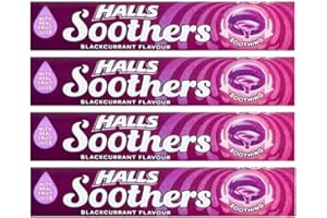 VR ANGLE Halls Soothers 4 x 45g Blackcurrant Flavour with Real Fruit Juice with A Liquid Centre for Little Moments of Refreshment - Sold by VR Angel