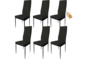 HOME DESIGN & CONFORT Pack de 6 Sillas de Comedor Tapizadas - (Black)