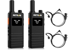 Retevis B63S Walkie Talkie Rechargeable, PMR446 15 mm Slim 2 Way Radio, New Version of RT622P (3.0), USB C, LCD Screen, VOX, 103g Handheld Professional Walkie-Talkie for Camping Family (2 Pcs, Black)