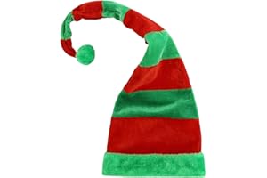 Alvivi Adulte Enfant Chapeau Lutin de Noël Bonnet de Père Noël Rayé Rouge et Vert Chapeau Elfe avec Fil de Fer Déguisements de Fête de Noël Carnaval
