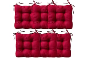 REINO MANSIDI Cojines para Silla, Acolchados 40 x 40cm, Relleno de Fibra Hueca 5cm, Ideal para la Decoración de Cocina y Salón, Comedor y jardín. Fabricados en España (Pack 6, Rojo)