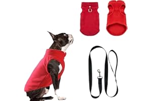 FFTANXS Hundemantel,Hundepullover,Chihuahua Kleidung,hundepullover kleine Hunde, Hundemantel für kleine Hunde,Hundemantel mit Geschirr,Wintermantel Hund für kleine Hunde, Innen und Außeneinsatz(Rot M)
