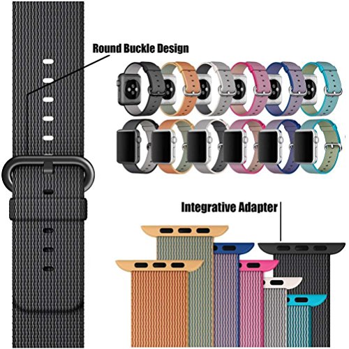 Apple Watch Armband,Kartice Gewebtes Nylonarmband Gesponnener Entwurfs Nylon Replacement Wrist Band Mit Klassischer Schnallefür Apple Watch Alle Modelle (38mm, Schwarz ) - 4
