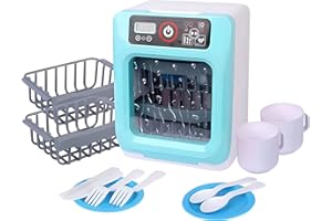 GENERICO Lavastoviglie Giocattolo per Bambini Lavastoviglie Luci e Suoni Reali con Piatti Tazzine Posate Tasti Touch Display Funzionante Elettrodomestici Cucina Giocattolo Lavastoviglie Gioco per Bambini