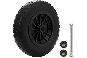 GUKULIVEL 14" Wheelbarrow Wheel PU Puncture Proof Solid 3.50-8 Wheel Solid Tyre Rim Wheels Tyre Heavy Duty Replacement Tire for Garden Trolley Barrow Go Cart