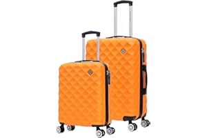 Preston Morgan Cabin+Medium Suitcase 2Pc Luggage Set Hard Shell and Lightweight with 4 Dual Spinner Wheels and Built in TSA Lock (Orange)