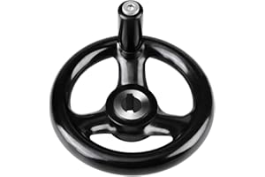 LIEBEWH Volante Negra de 12 Mm X 100 Mm Manivela de Rueda de Mano Manija de Máquina de Volantes Redonda de 3 Radios con Manija Giratoria para Fresadora de Torno Madera