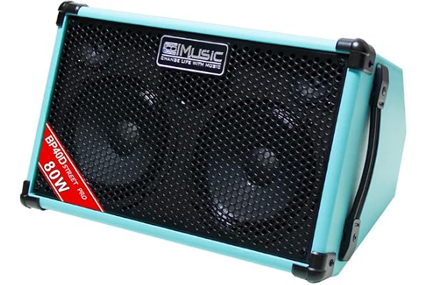 BP40D Amplificateur de Guitare Acoustique Haut-Parleur de Chant de Rue – Haut-Parleur Bluetooth Portable 80 W avec Batterie, Effet de Retard de réverbération de Chorus, 6 entrées, égaliseur 3 Bandes,