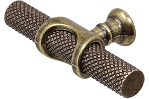 Decoranddecor Amelia - Knurled Cabinet Handles | Aluminium T-Bar Kitchen Cupboard Handles | Furniture Knobs | 70mm Knob, Antique Brass