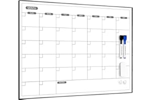 ARCOBIS Trockenlöschbarer Kalender für die Wand, 60 x 45 cm, magnetischer, monatlicher Whiteboard-Kalender, trocken abwischbarer, tragbarer hängender Whiteboard-Planer für To-Do-Liste
