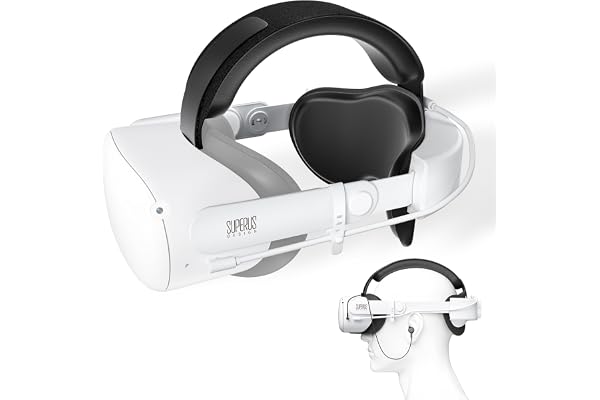 SUPERUS Batterie Sangle pour Quest 2, avec Écouteurs, Remplacement Sangle Élite pour Meta/Oculus Quest 2 Accessoires - Prolonge Le Temps de Jeu et Réduit la Pression sur la Tête