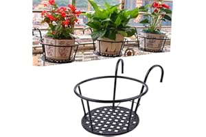 HIDYLIU 1 Piezas Cestas Colgantes para Macetas, Maceta para Colgar en el Balcón, Colgador para Plantas, Soporte de Macetas de Decoraciones, Ideal para Patio, Balcón, Porche o Vallas(Negro)