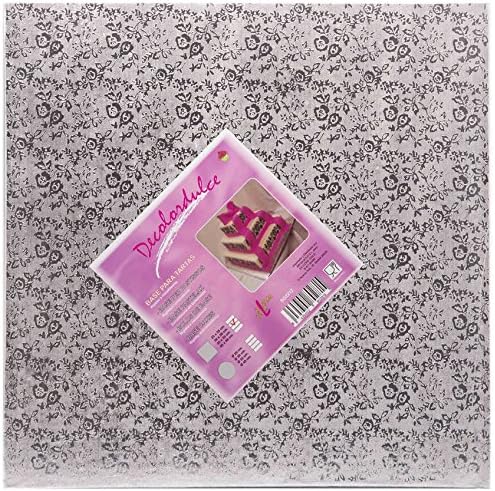 DeColorDulce sg2213 Base Cake, Cardboard and Paper, Silver, 35 x 35 x 3 cm