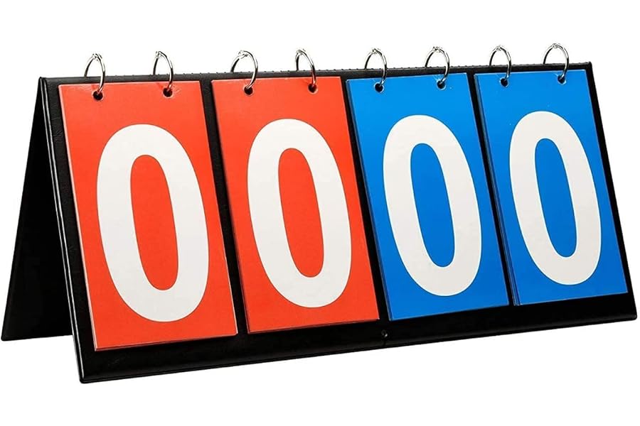 Scoreboard,4 Digit Flip Scoreboards Portable Flip Scoreboard Score Board Numbers for Sports Table Tennis Basketball Volleyball Indoor Outdoor