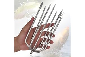 Dutiplus Large Fishing Harpoon 7-11 Prong Barded Stainless Steel Hunting Fish Gig Gaff Fork Hook with 8mm Screw for Catching Big Fish Mole Big Bullfrog