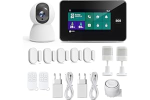 TALLPOWER Allarme Wireless Antifurto Casa Senza Fili,12 Kits Allarme Casa, con 4MP Telecamera di Sorveglianza, Sirena, Sensori Per Porta Finestre, Sensore di Movimento, Compatible App Smart Life/Tuya