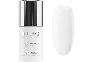 INLAQ® HEMA Free Top Milky White Coat 6ml - Gellack UV Top Coat Gel with Milky Color Overcoat 20% Opacity Baby Boomer - UV Gel Nail Polish Top Free from Hema and Di Hema