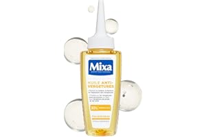 Mixa - Huile Anti-Vergetures - 30% d’Omégas 6 & 9 - Réduit la Couleur, la Texture et l’Épaisseur des Vergetures Post-Grossesse ou Variations de Poids et de Taille - 100 ml