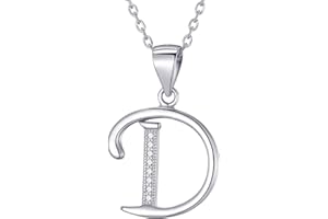 Morella Damen Halskette Silber mit Buchstaben Anhänger 925 Silber rhodiniert mit Zirkoniasteinen weiß 45 cm