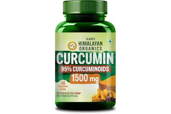 Vlado's Himalayan Organics Curcumin With Biopiperine 1500mg Tablets With 95% Curcuminoids Supplements - With Blackpepper, Turmeric, Ginger I Helps Reduce Inflammation and Pain Antioxidant & Anti-inflammatory I Advanced Absorption - Daily Joint and Immune Health Support High Absorption Ultra Potent for Men & Women - 90 Veg Tablets