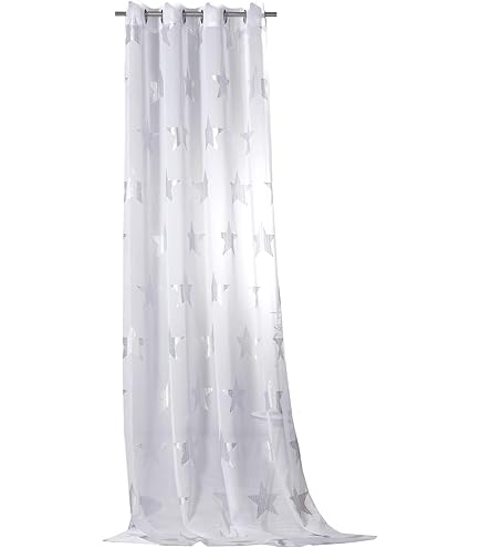 Deconovo Voile-Gardinen, für Wohnzimmer, mit Kräuselband für Klemmensystem, Weiß, 245 x 140 cm, 2er-Set