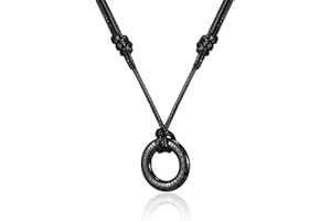 HSWYFCJY Collar Vikingo Runa Hombres Trenzado de Cuero Collar de Oro Plata Negro Redondo Runa Colgante Acero Inoxidable Nórdico de Talismán Joyería Regalos para Hombres Mujer