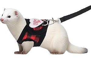 BOXOB Arnés y Correa para Animales Pequeños, Diseño a Cuadros Rojos Arnés Suave Ajustable con Correa Resistente a Prueba de Fugas Ideal para Hurones Conejos Cobayas Hámsteres y Gatitos