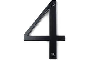 HASWARE Número de casa signo 4 pulgadas (10 cm) puerta moderna números placa señalización dirección dirección dirección dígitos aleación de zinc (negro, 4)