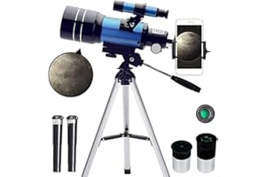 JT2D Telescope for Adults & Kids,70mm Aperture (15X-150X) Portable Refractor Telescopes for Beginners, 300mm Travel Telescope