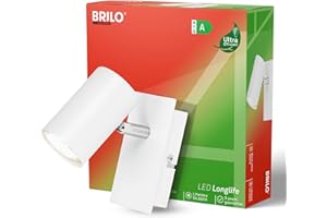 BRILONER - Classe énergétique A Applique LED intérieure avec ampoule, Ultra Efficient, env. 50.000h de lumière, orientable, lampe de lecture, applique de salon, lampe murale chambre, blanc