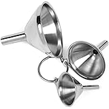 Small Funnel, 3Pcs Stainless Steel Kitchen Funnels Set for Transferring Fluid Liquid Oil Powder, 3 Size, Silver