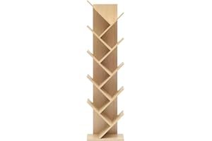 Rebecca Mobili Libreria ad Albero stile scandinavo, libreria moderna 10 ripiani, marrone, legno mdf, casa e ufficio - Misure: 160 x 44,5 x 22 cm (HxLxP) - Art. RE4792