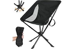 Vocpy Upgraded Folding Camping Chair, Swivel Portable Chair, Moon Chair, Folding Chairs with Carry Bag and Side Pocket for Adults, Lightweight for Camping, Travel, Beach, Support 150 kg
