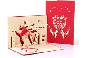 Kartka na walentynki, kartka urodzinowa Deesospro® dla zakochanych, kartka z życzeniami 3D z pięknym papierem, najlepszy prezent na urodziny lub rocznicę, w zestawie koperta (miłość)