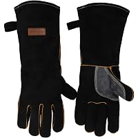 Stovax Black Heat Resistant 100% Leather Gloves : Amazon.co.uk: DIY u0026 Tools