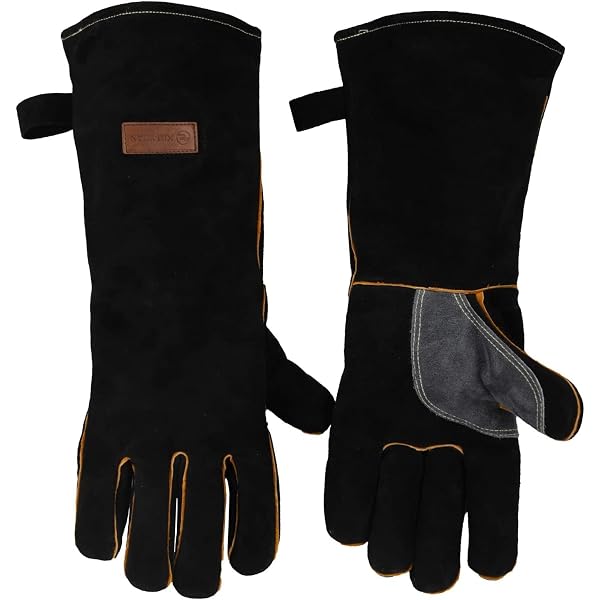 Stovax Black Heat Resistant 100% Leather Gloves : Amazon.co.uk: DIY u0026 Tools