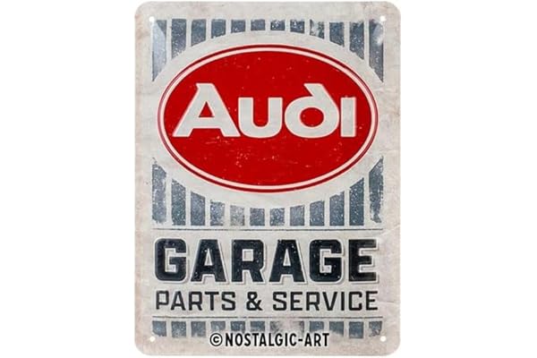 Nostalgic-Art Plaque vintage, Audi - Garage – Idée de cadeau pour fans d'accessoires automobiles, en métal, Design rétro pour décoration, 15 x 20 cm 26263