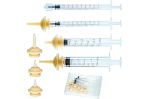 ciciment Pet Feeding Syringes with Soft Silicone Nipples - 6 Pack for Newborn Kittens, Puppies, Squirrels, and Other Small Animals