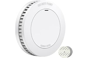 RUNIDUR Detector de Humo Batería 10 Años sin Taladrar, Detector de Incendios Normas EN14604, Detector de Humo Plano para Pegar, Blanco