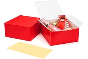 HOUSE DAY Scatole regalo Scatole regalo 20x20x10cm per damigelle d'onore 10Pack Scatole regalo Kraft bianche con coperchio per la creazione, Scatole per cupcake （Rosso）