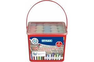Stylex 48104 Street Bucket, Square Road Chalk for Painting Asphalt and Paving Stone, Assorted in 7 Colours, Multicoloured, 20 Count (Pack of 1)