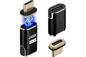 blicadijo USB C magnetadapter – 2 stycken 240 W typ C magnetisk kontakt 24 stift med 80 Gbps, 8K snabbladdning och dataöverfö