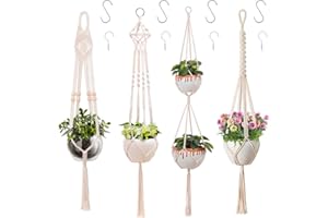 Aongray 39 inch Makramee Blumenampel Hängepflanzgefäße Set,Pflanzen Halter Aufhänger für Innen Außen Decken Balkone Wanddekoration,4 Stück Baumwollseil Hängeampel in verschiedenen Ausführungen