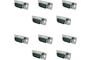 iYueMps 10pcs DB9 porta seriale maschio a saldare, 9 pin D-Sub DB9 connettori PCB RS232 tipo di saldatura seriale (10 x maschio)