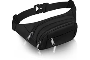 SUPHOSMT 4 Taschen Bauchtasche Damen Große Kapazität Gürteltasche Herren wasserdichte Hüfttasche Schwarz für 7,9 'Mini iPad & iPhone - mehrfächer für Sport Reisen Wandern Radfahren(Hüfttasche)